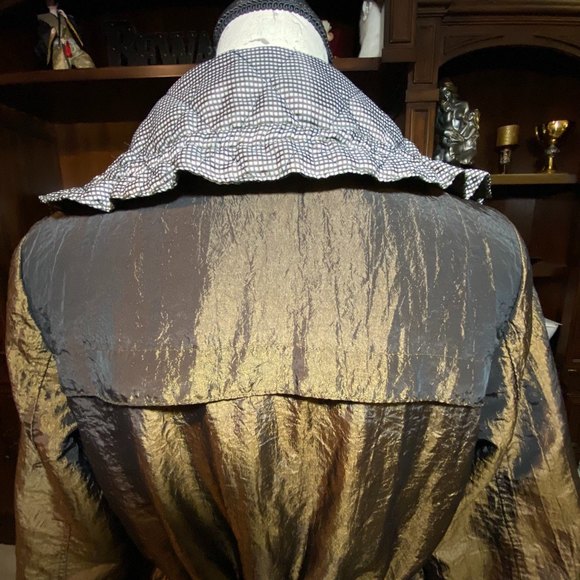 Drawstring Bottom & Waist  Zip Up Metallic Jacket Size M Brown - Picture 6 of 9